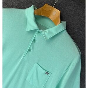 Huk Performance Polo Shirt Mint Green Short Sleeve Pocket Men Size L Fishing EUC